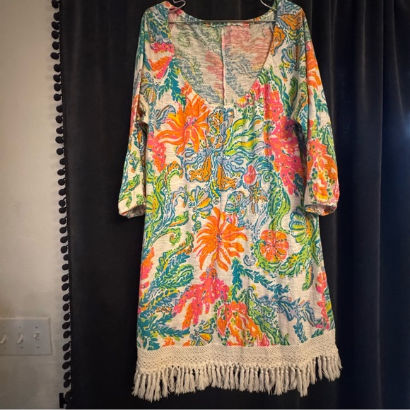 Lilly Pulitzer Dresses & Skirts - Lilly Pulitzer Casa Marina Fringe Hem Alia‎ Tunic Dress Size Small S EUC Beach